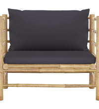 7-tlg. Garten-Lounge-Set mit Dunkelgrauen Kissen Bambus