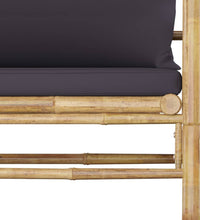 7-tlg. Garten-Lounge-Set mit Dunkelgrauen Kissen Bambus