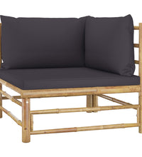 11-tlg. Garten-Lounge-Set mit Dunkelgrauen Kissen Bambus
