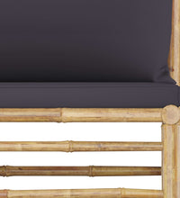 7-tlg. Garten-Lounge-Set mit Dunkelgrauen Kissen Bambus
