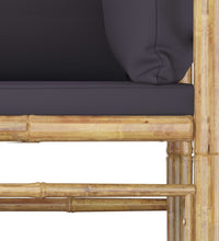 7-tlg. Garten-Lounge-Set mit Dunkelgrauen Kissen Bambus