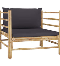 7-tlg. Garten-Lounge-Set mit Dunkelgrauen Kissen Bambus