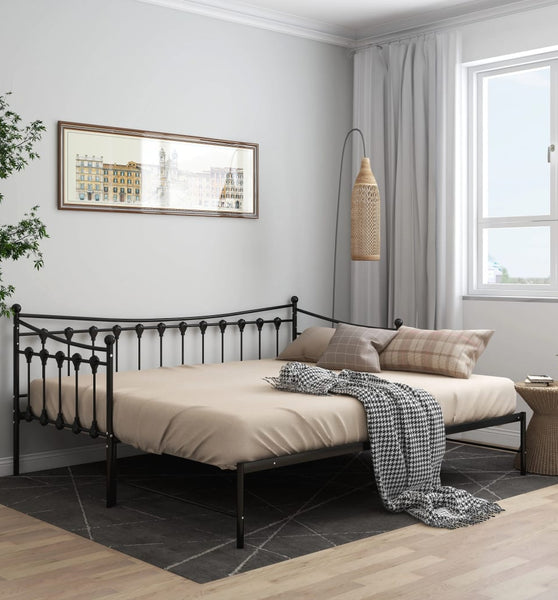 Ausziehsofa Bettgestell Schwarz Metall 90x200 cm