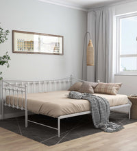 Ausziehsofa Bettgestell Weiß Metall 90x200 cm