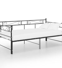 Tagesbett Ausziehbar Schwarz Metall 90x200 cm