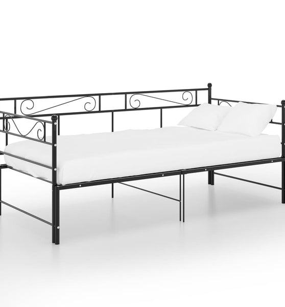 Tagesbett Ausziehbar Schwarz Metall 90x200 cm