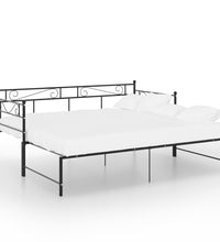 Tagesbett Ausziehbar Schwarz Metall 90x200 cm
