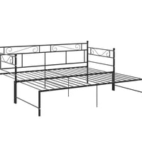 Tagesbett Ausziehbar Schwarz Metall 90x200 cm
