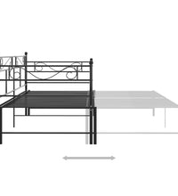 Tagesbett Ausziehbar Schwarz Metall 90x200 cm