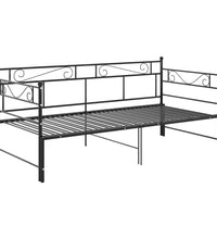 Tagesbett Ausziehbar Schwarz Metall 90x200 cm