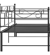 Tagesbett Ausziehbar Schwarz Metall 90x200 cm