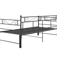 Tagesbett Ausziehbar Schwarz Metall 90x200 cm