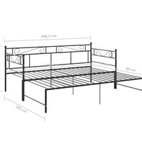 Tagesbett Ausziehbar Schwarz Metall 90x200 cm
