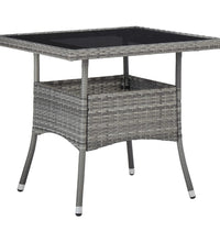 3-tlg. Garten-Essgruppe Poly Rattan und Glas Grau