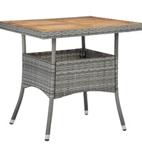 3-tlg. Garten-Essgruppe Poly Rattan und Akazienholz Grau