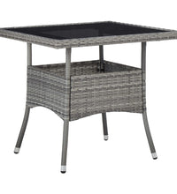 5-tlg. Garten-Essgruppe Poly Rattan und Glas Grau