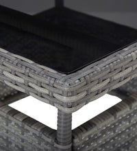 5-tlg. Garten-Essgruppe Poly Rattan und Glas Grau