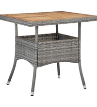 5-tlg. Garten-Essgruppe Poly Rattan und Akazienholz Grau