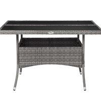 9-tlg. Garten-Essgruppe Poly Rattan und Glas Grau
