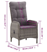 3-tlg. Garten-Bistro-Set Poly Rattan Grau