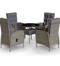 5-tlg. Garten-Bistro-Set Poly Rattan Grau