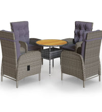 5-tlg. Garten-Bistro-Set Poly Rattan Grau