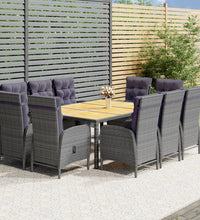 11-tlg. Garten-Essgruppe Poly Rattan Grau