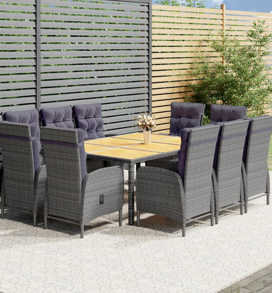 11-tlg. Garten-Essgruppe Poly Rattan Grau