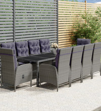 11-tlg. Garten-Essgruppe Poly Rattan Grau