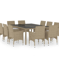11-tlg. Garten-Essgruppe Poly Rattan Beige