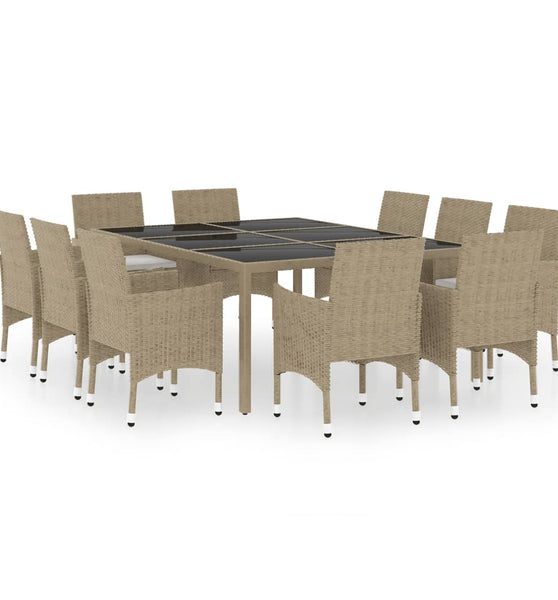 11-tlg. Garten-Essgruppe Poly Rattan Beige