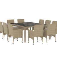 11-tlg. Garten-Essgruppe Poly Rattan Beige