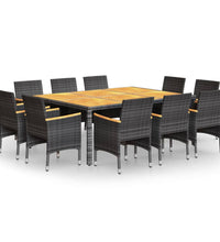 11-tlg. Garten-Essgruppe Poly Rattan Grau