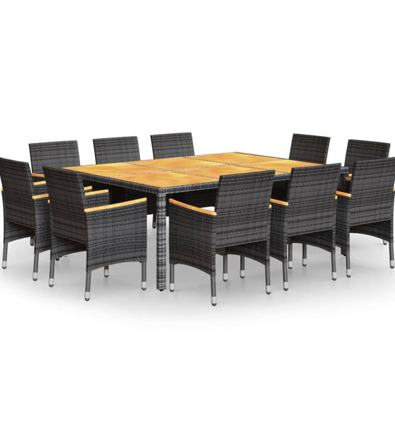 11-tlg. Garten-Essgruppe Poly Rattan Grau