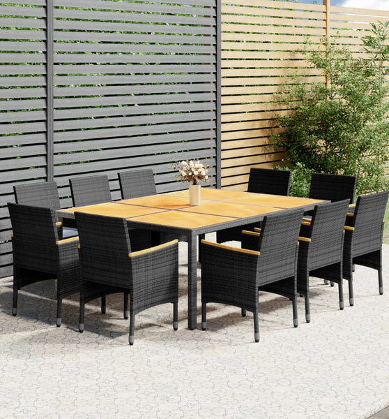 11-tlg. Garten-Essgruppe Poly Rattan Grau