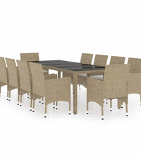 11-tlg. Garten-Essgruppe Poly Rattan Beige