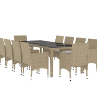 11-tlg. Garten-Essgruppe Poly Rattan Beige