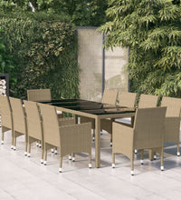 11-tlg. Garten-Essgruppe Poly Rattan Beige
