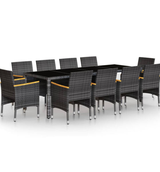 11-tlg. Garten-Essgruppe Poly Rattan Grau