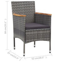 11-tlg. Garten-Essgruppe Poly Rattan Grau