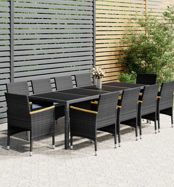 11-tlg. Garten-Essgruppe Poly Rattan Grau