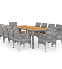 11-tlg. Garten-Essgruppe Poly Rattan Grau