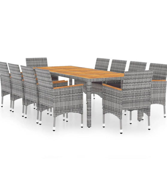 11-tlg. Garten-Essgruppe Poly Rattan Grau
