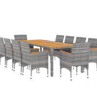 11-tlg. Garten-Essgruppe Poly Rattan Grau
