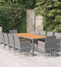 11-tlg. Garten-Essgruppe Poly Rattan Grau