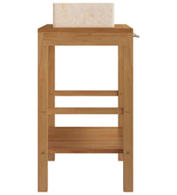 Waschtisch Massivholz Teak mit Waschbecken Marmor Creme