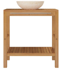 Waschtisch Massivholz Teak mit Waschbecken Marmor Creme