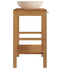 Waschtisch Massivholz Teak mit Waschbecken Marmor Creme