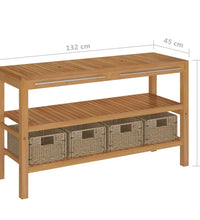 Waschtisch Massivholz Teak mit Waschbecken Marmor Schwarz