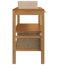 Waschtisch Massivholz Teak mit Waschbecken Marmor Creme